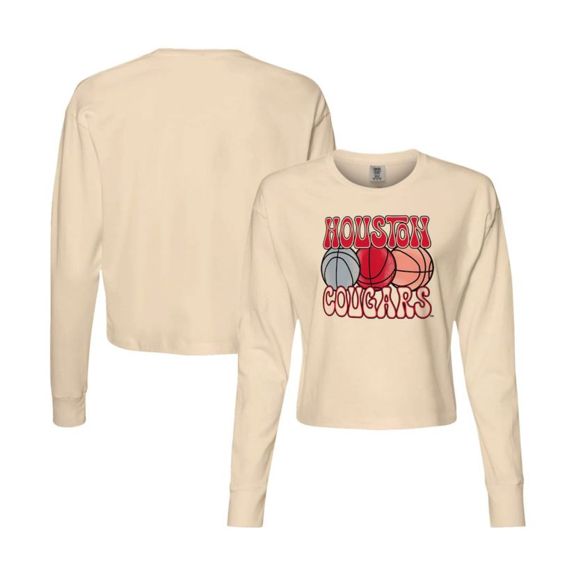 NCAA Houston Cougars Basketball Cropped Long Sleeve T-Shirt