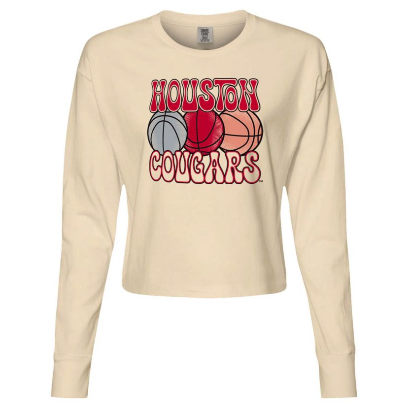 NCAA Houston Cougars Basketball Cropped Long Sleeve T-Shirt