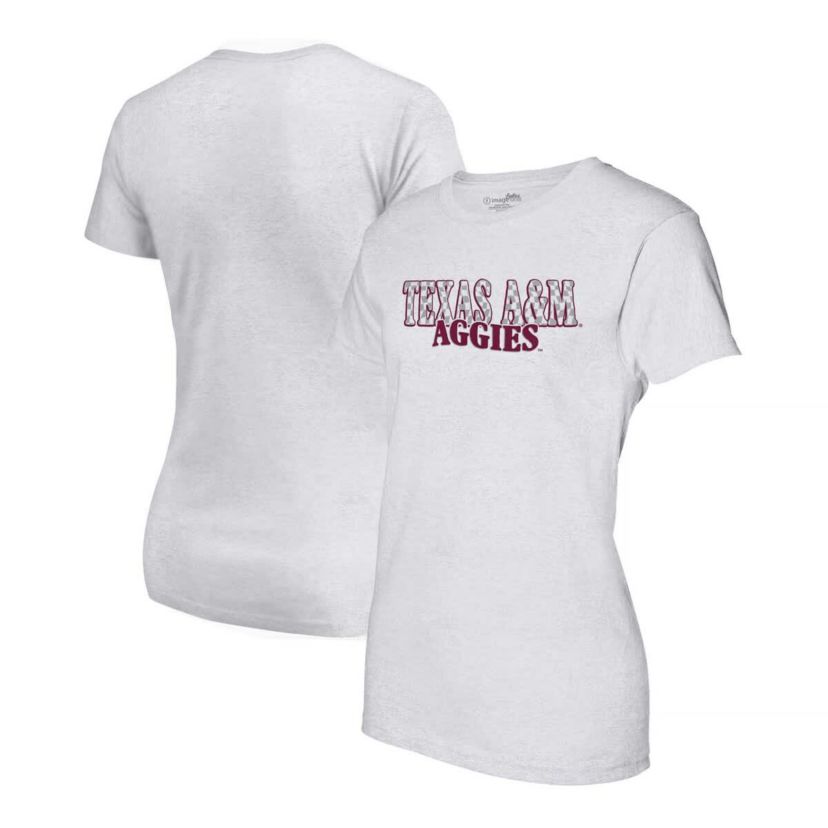 NCAA Texas A&M Aggies Checkered Team Name Wavy Tri-Blend T-Shirt