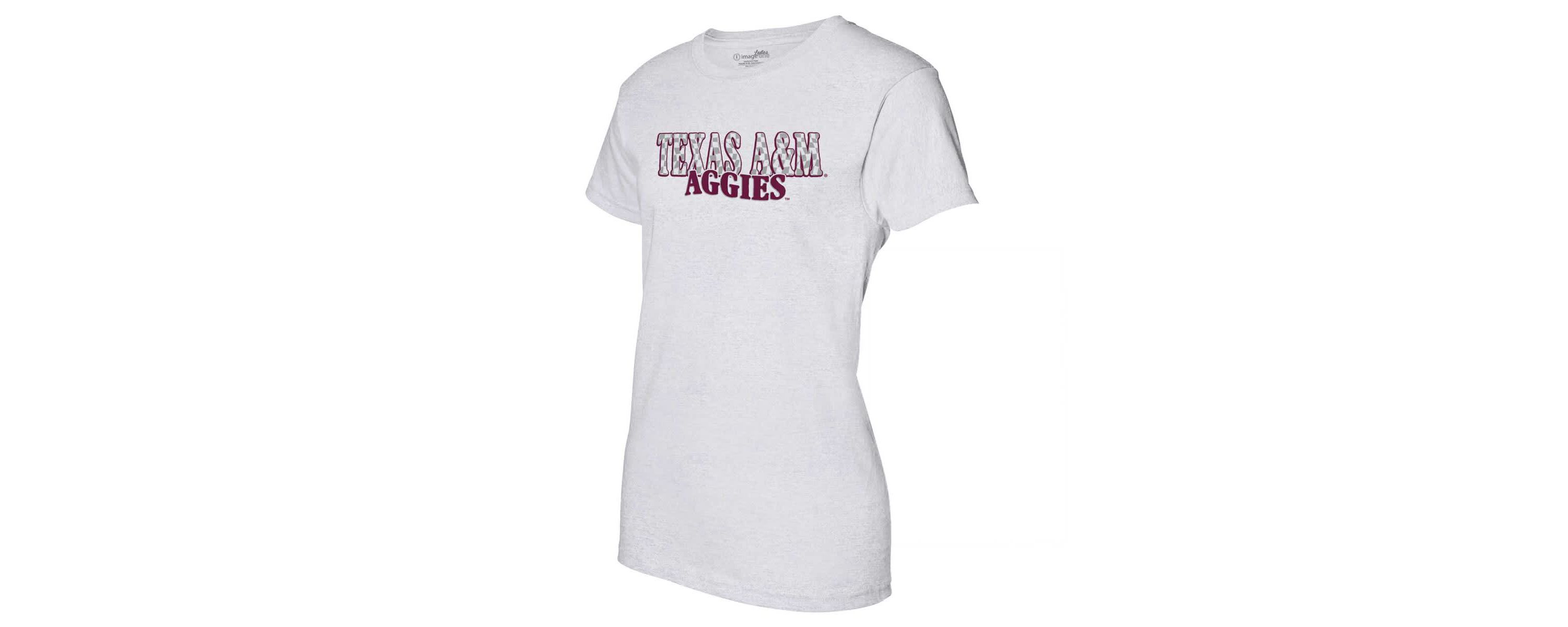 NCAA Texas A&M Aggies Checkered Team Name Wavy Tri-Blend T-Shirt