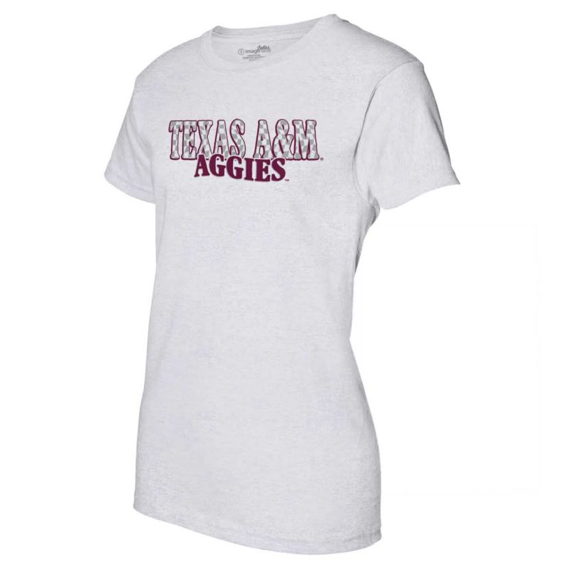 NCAA Texas A&M Aggies Checkered Team Name Wavy Tri-Blend T-Shirt