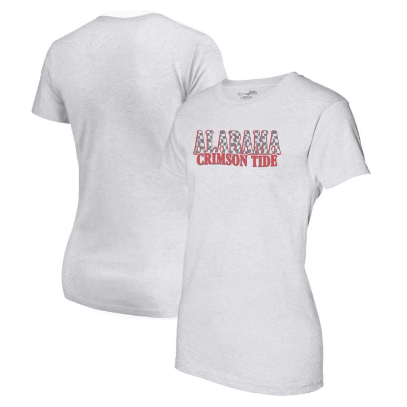 Alabama Crimson Tide NCAA Alabama Tide Checkered Team Name Wavy Tri-Blend T-Shirt