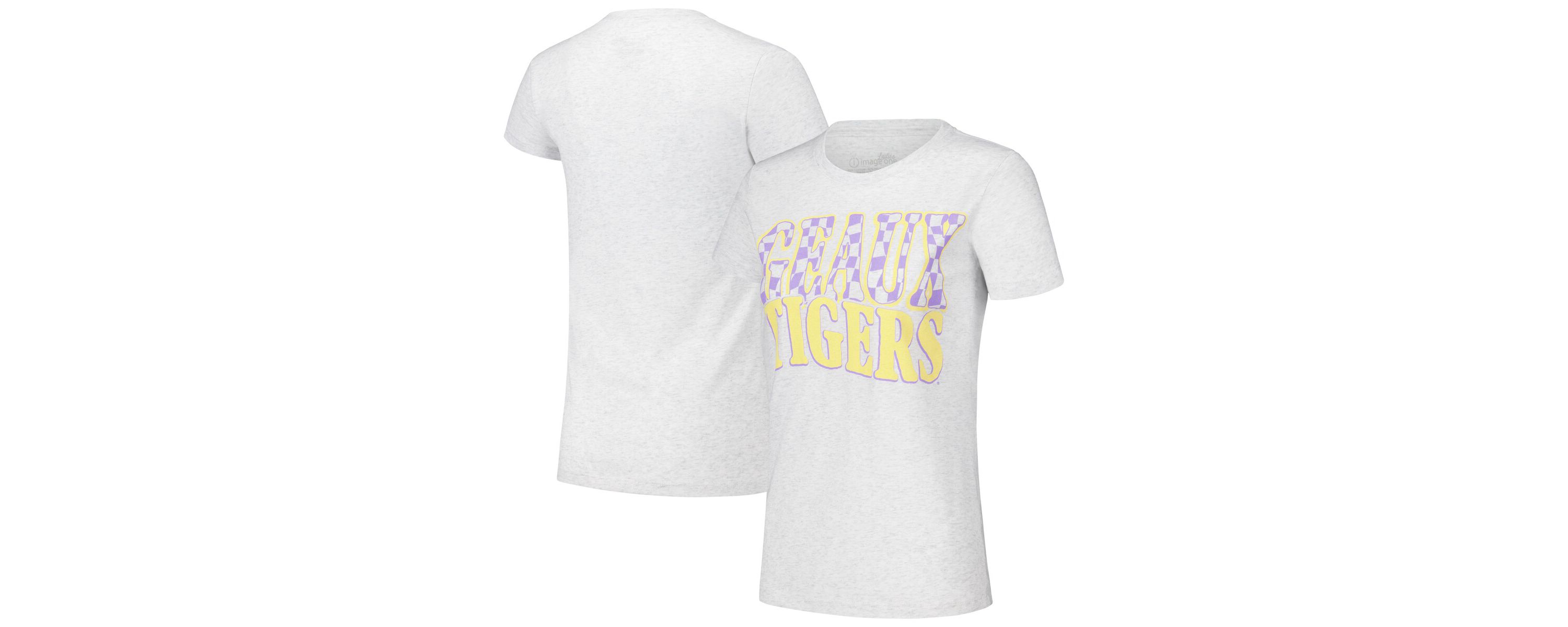 NCAA LSU Tigers Checkered Team Name Wavy Tri-Blend T-Shirt