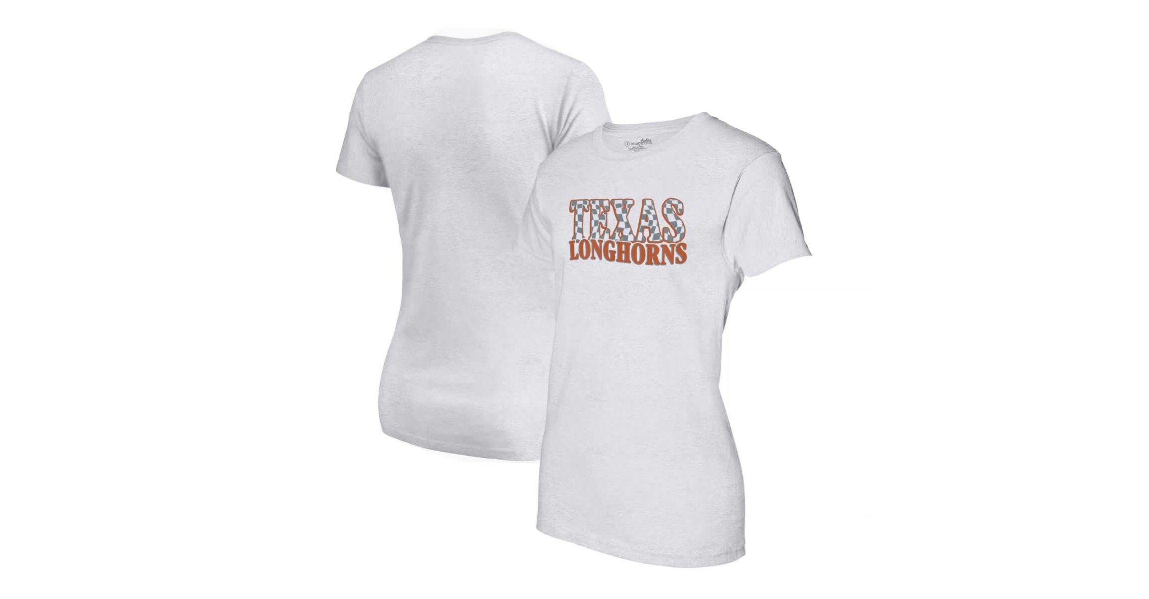 NCAA Texas Longhorns Checkered Team Name Wavy Tri-Blend T-Shirt