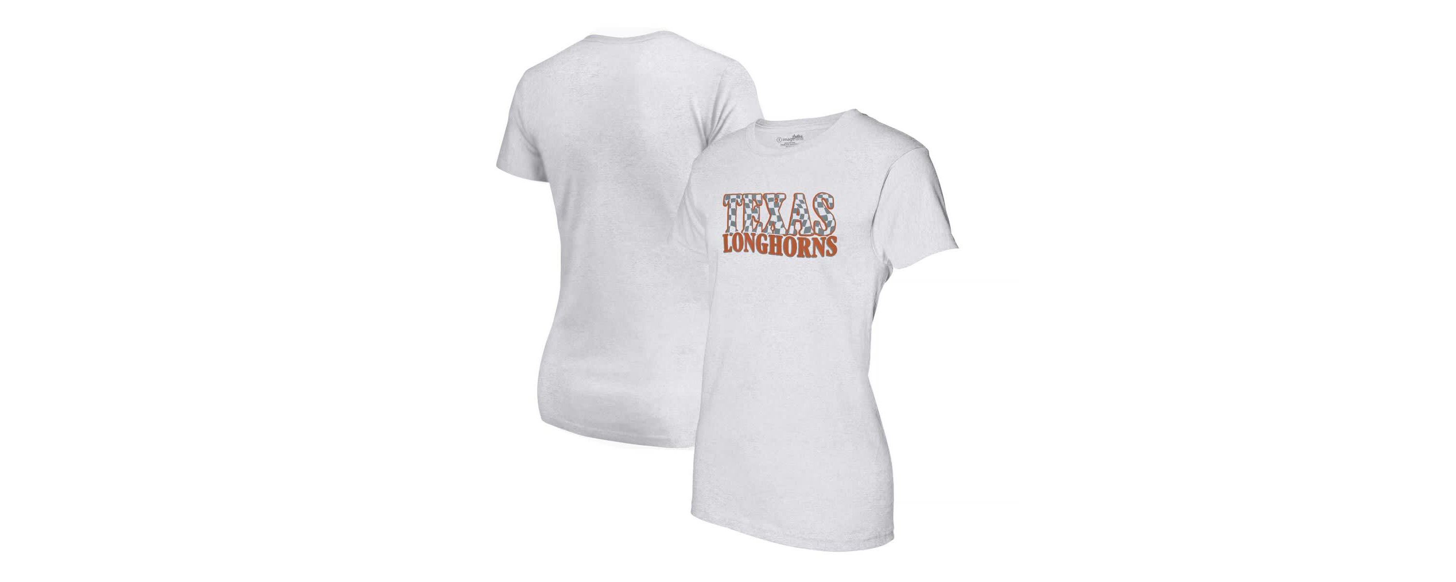 NCAA Texas Longhorns Checkered Team Name Wavy Tri-Blend T-Shirt