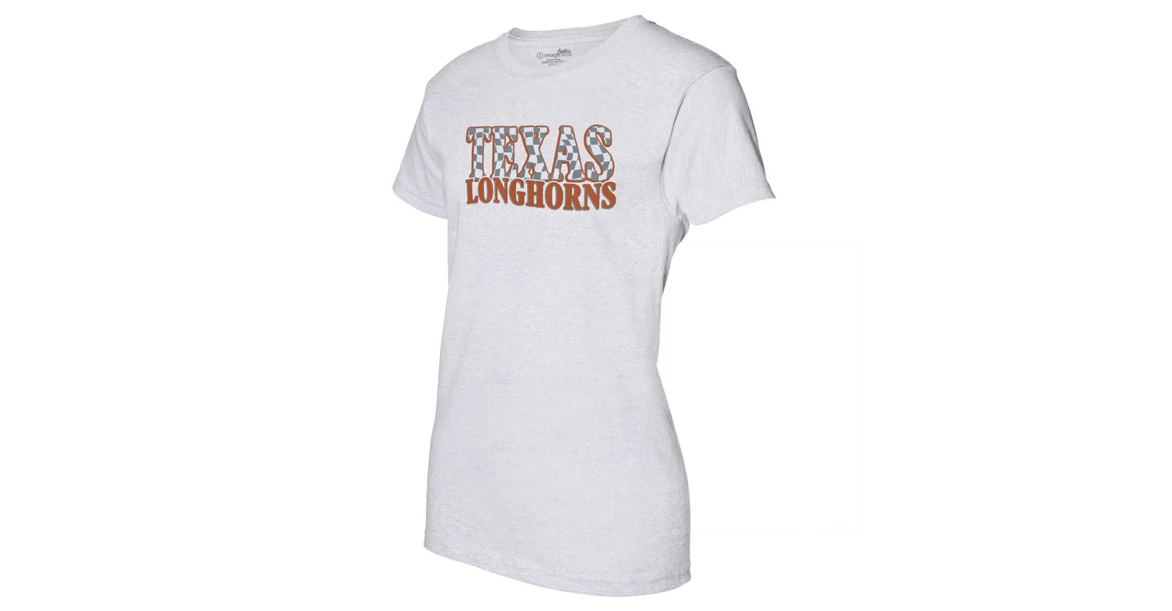 NCAA Texas Longhorns Checkered Team Name Wavy Tri-Blend T-Shirt
