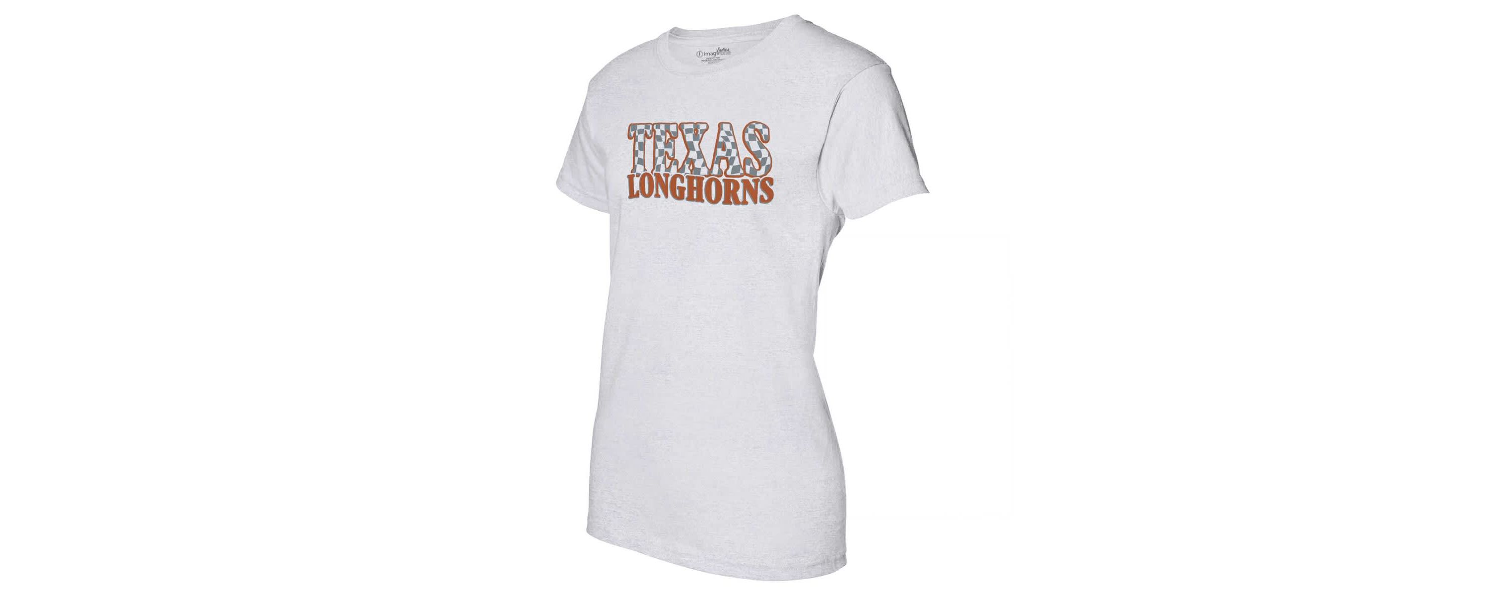 NCAA Texas Longhorns Checkered Team Name Wavy Tri-Blend T-Shirt