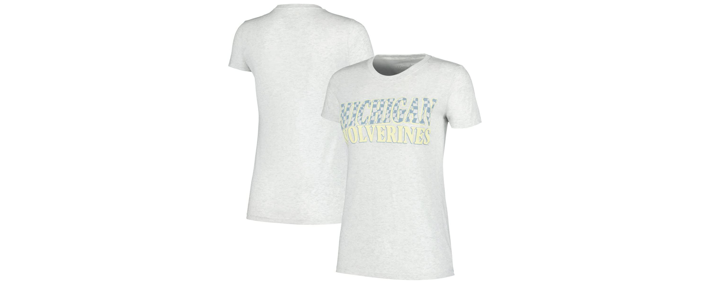 NCAA Michigan Wolverines Checkered Team Name Wavy Tri-Blend T-Shirt