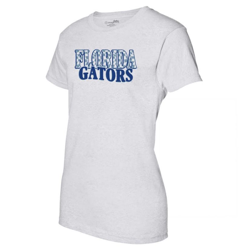 NCAA Florida Gators Checkered Team Name Wavy Tri-Blend T-Shirt
