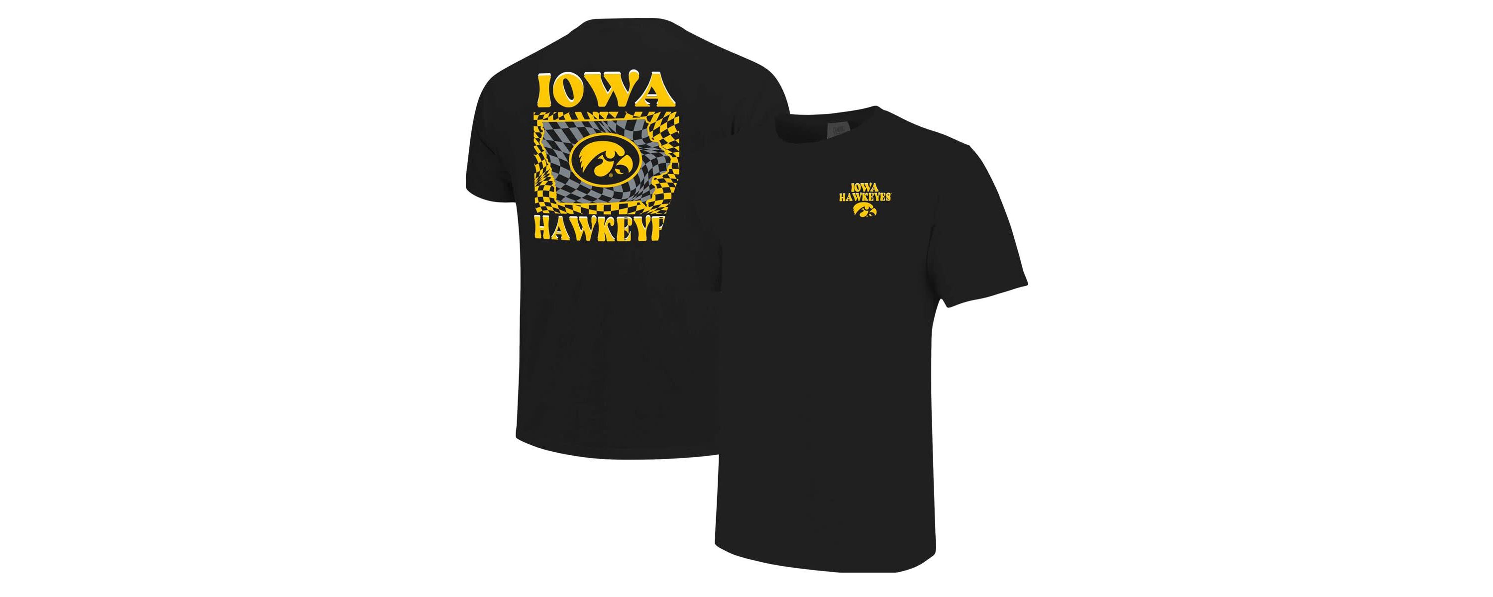 NCAA Iowa Hawkeyes Checkered Mascot T-Shirt