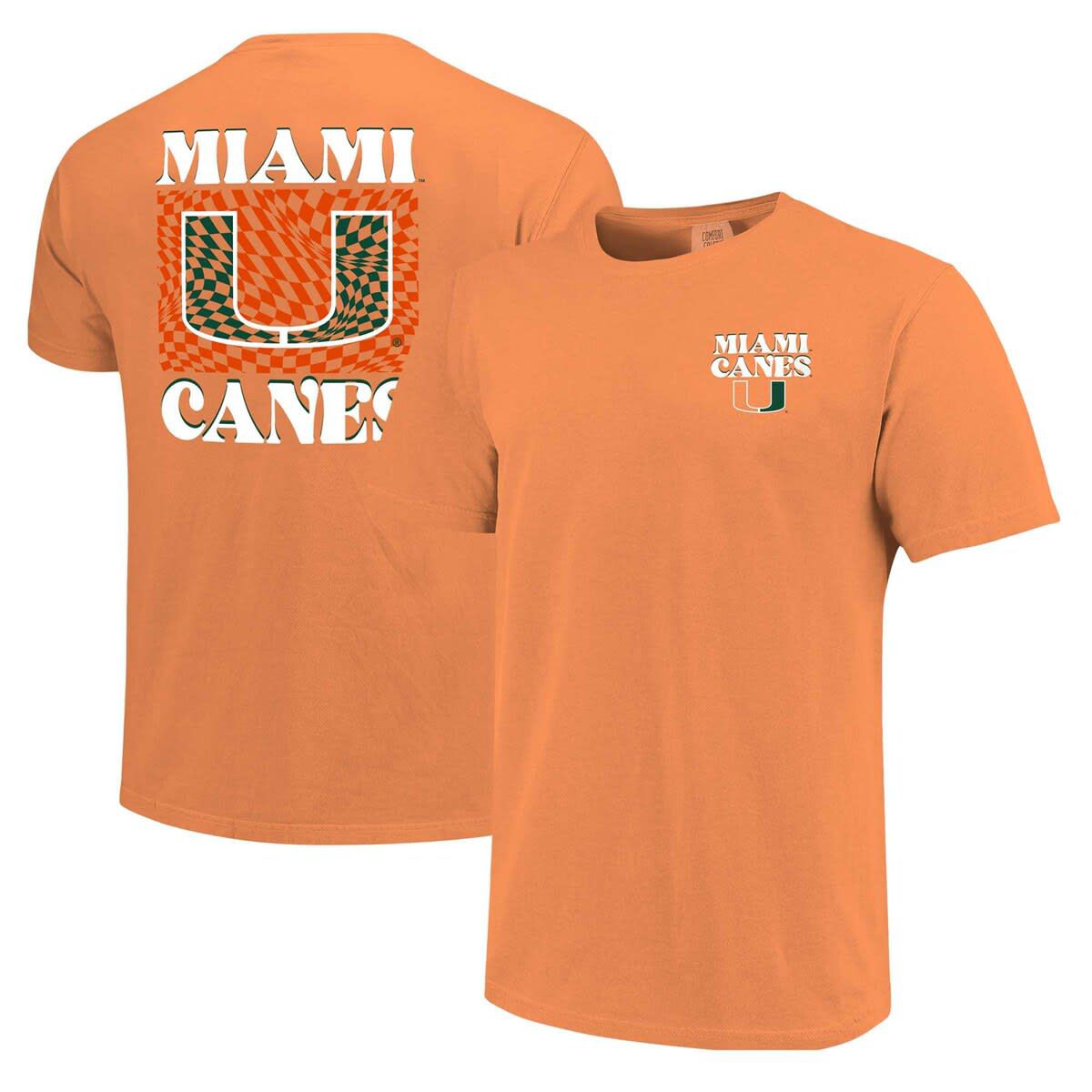 Miami (FL) Hurricanes NCAA Miami Hurricanes Checkered Mascot T-Shirt