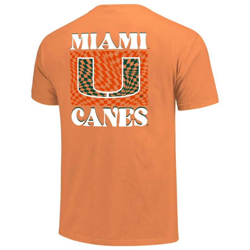 Miami (FL) Hurricanes NCAA Miami Hurricanes Checkered Mascot T-Shirt