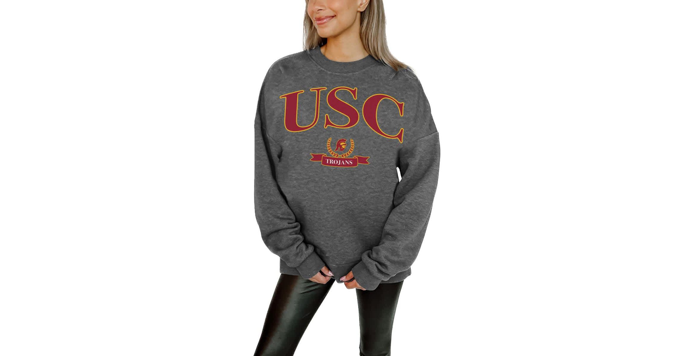 NCAA USC Trojans Premium Fleece Drop Shoulder Pullover Sweatshirt