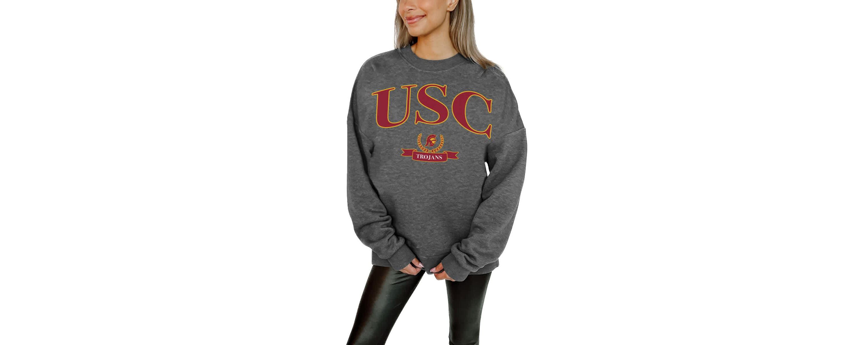 NCAA USC Trojans Premium Fleece Drop Shoulder Pullover Sweatshirt