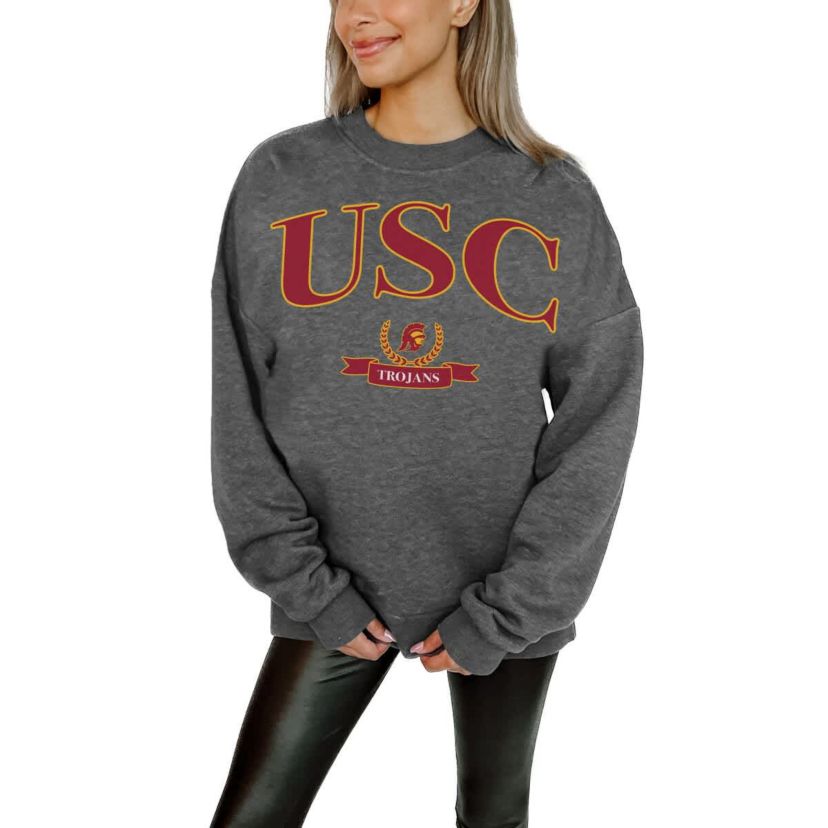 NCAA USC Trojans Premium Fleece Drop Shoulder Pullover Sweatshirt