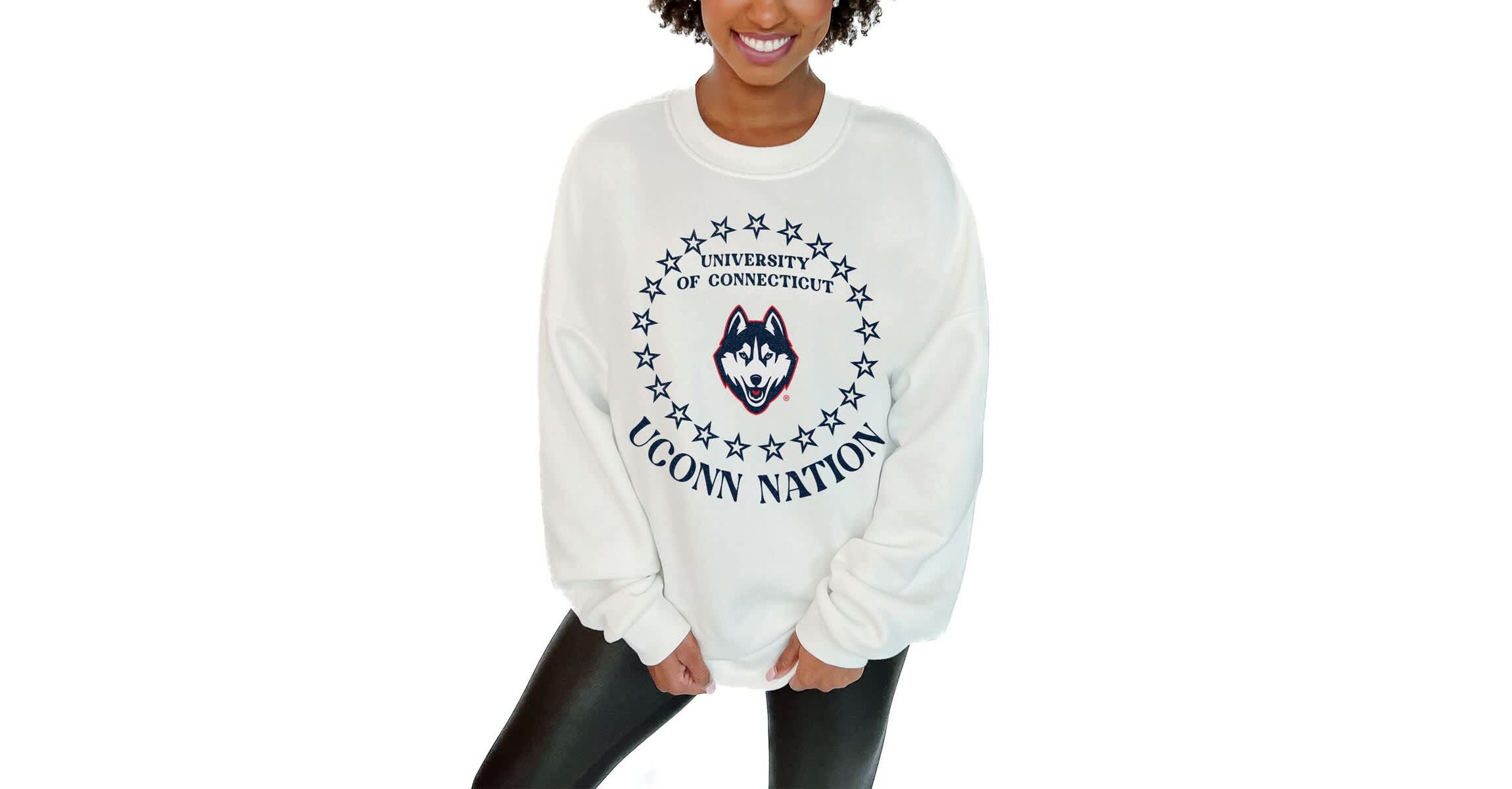 Connecticut Huskies NCAA UConn Huskies Premium Fleece Drop Shoulder Pullover Sweatshirt