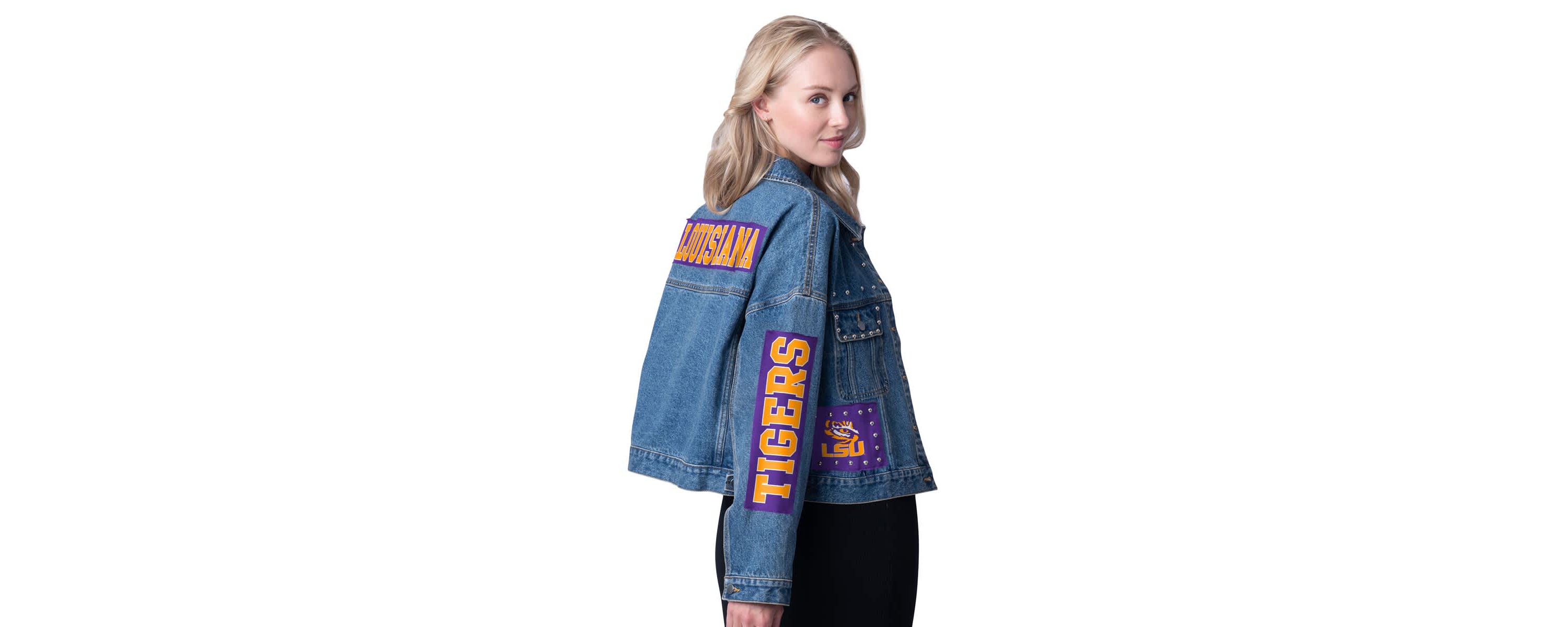 NCAA LSU Tigers Game Ball Patches and Studs Full-Button Jacket