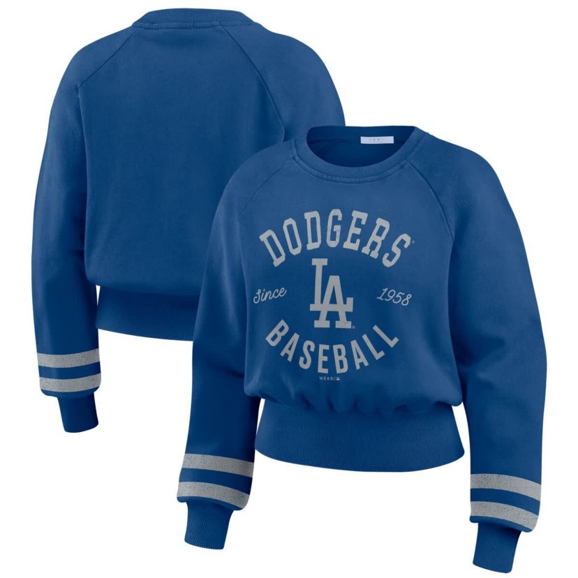 MLB Los Angeles Dodgers Vintage Washed Cropped Pullover Sweatshirt