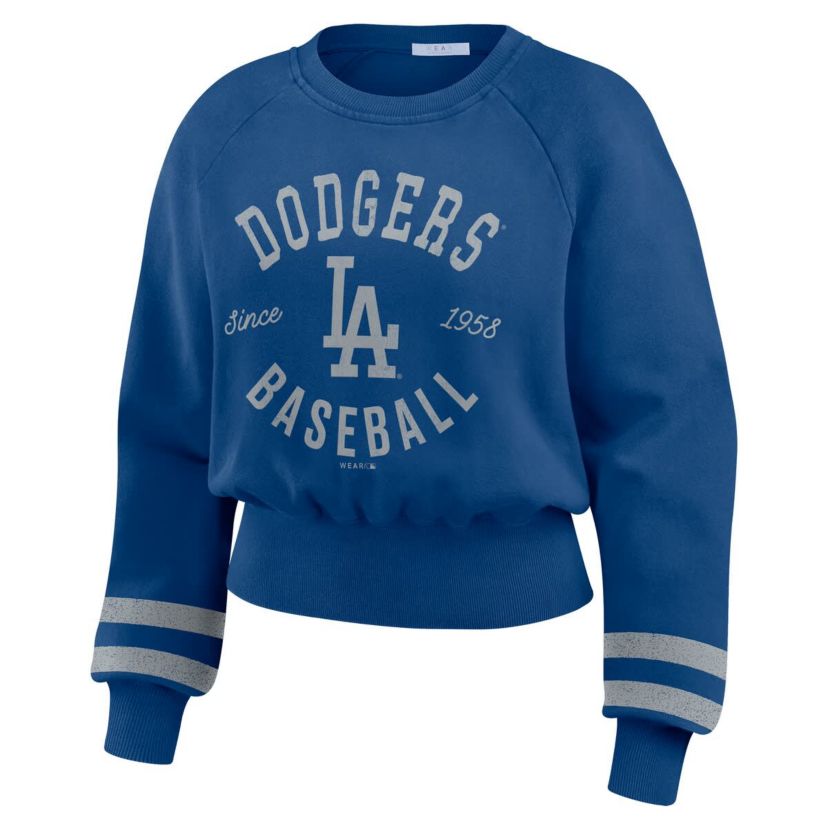 MLB Los Angeles Dodgers Vintage Washed Cropped Pullover Sweatshirt