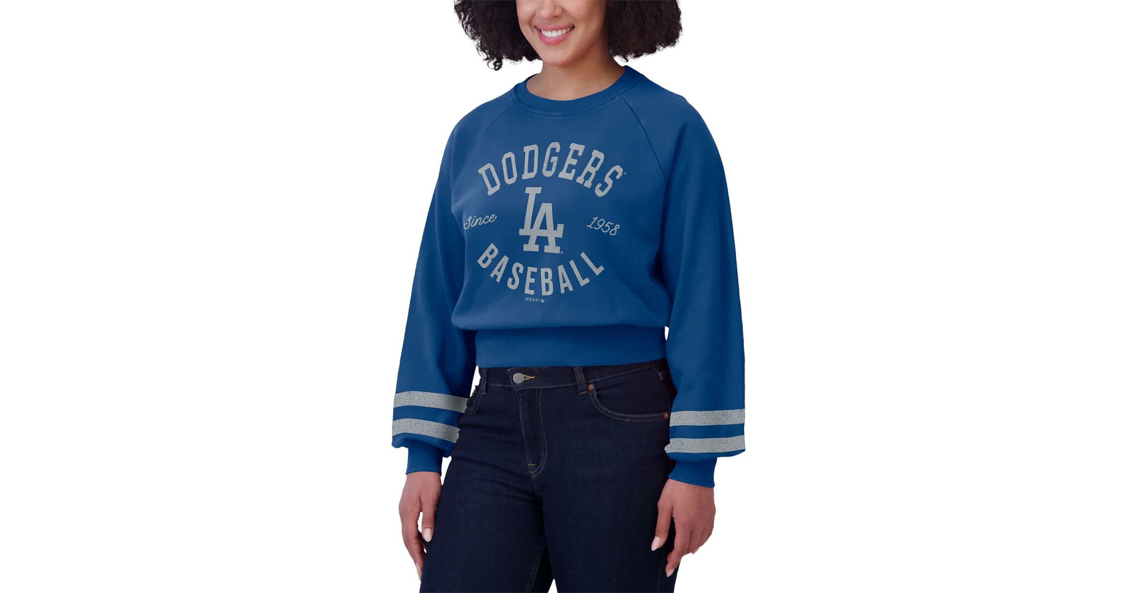 MLB Los Angeles Dodgers Vintage Washed Cropped Pullover Sweatshirt
