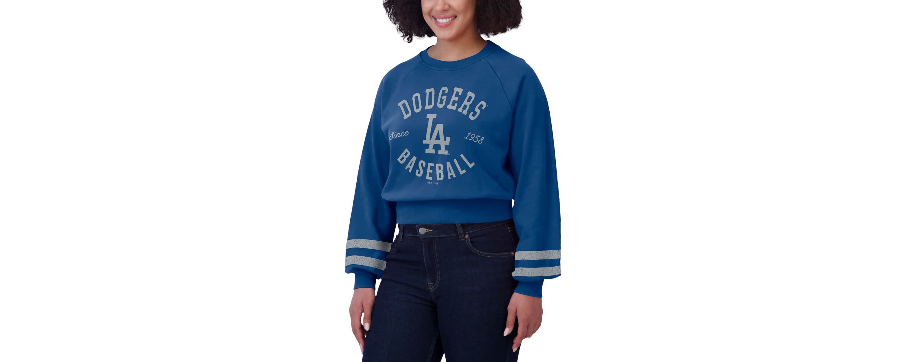 MLB Los Angeles Dodgers Vintage Washed Cropped Pullover Sweatshirt