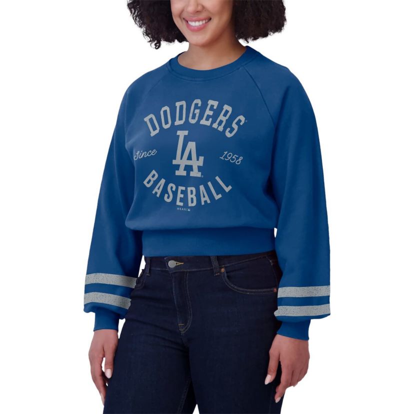 MLB Los Angeles Dodgers Vintage Washed Cropped Pullover Sweatshirt