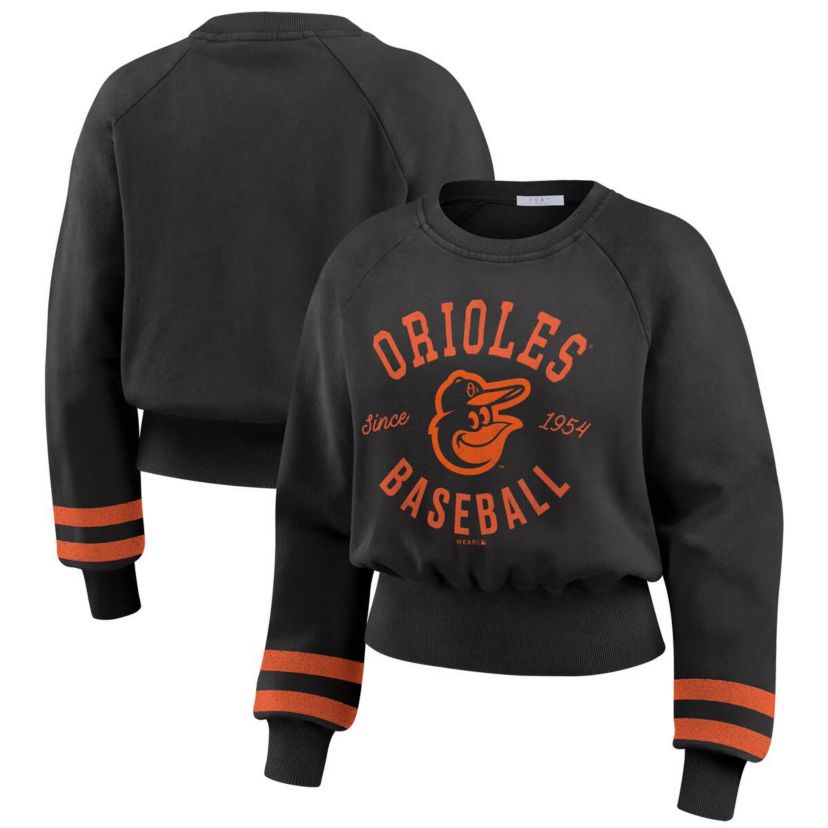 MLB Baltimore Orioles Vintage Washed Cropped Pullover Sweatshirt