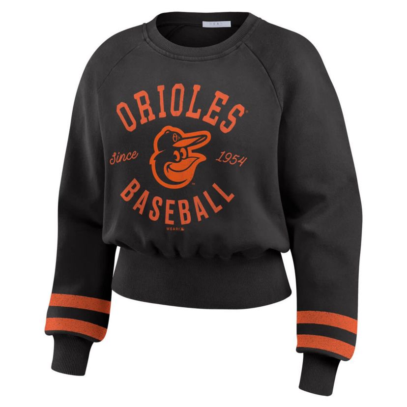 MLB Baltimore Orioles Vintage Washed Cropped Pullover Sweatshirt