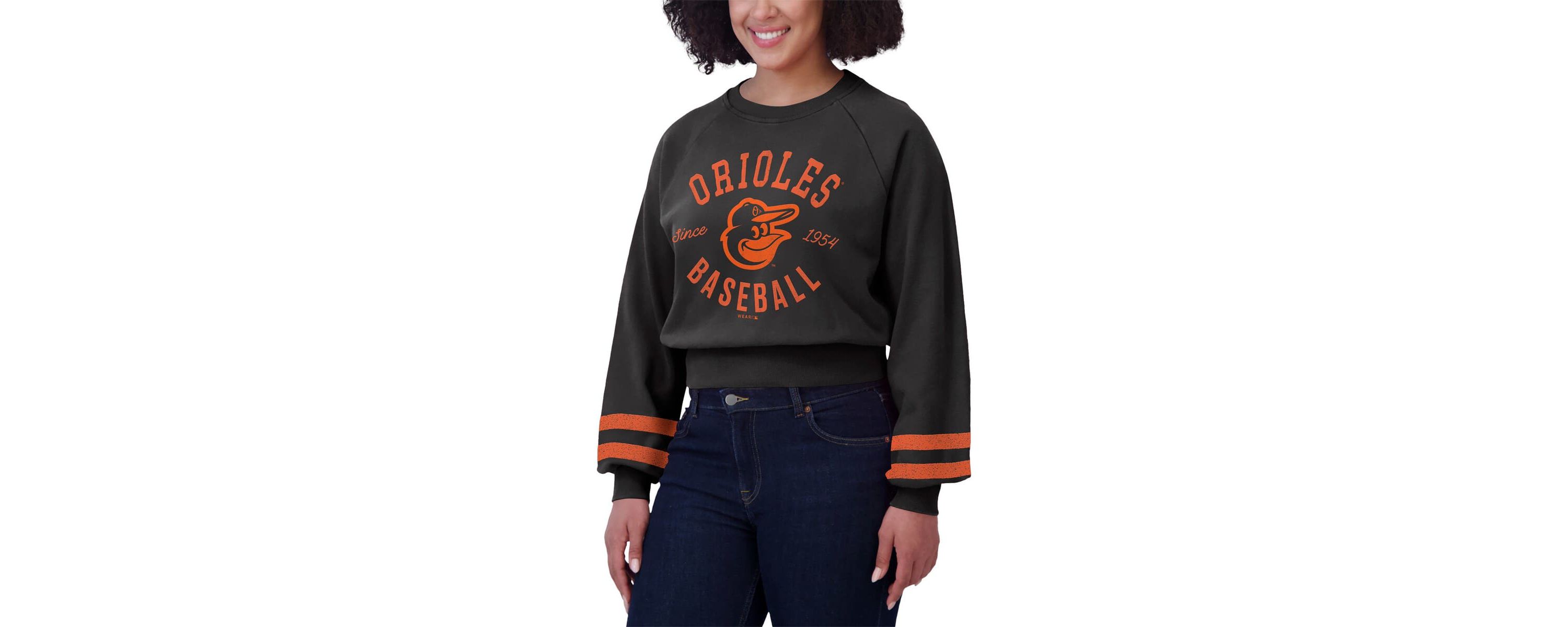 MLB Baltimore Orioles Vintage Washed Cropped Pullover Sweatshirt