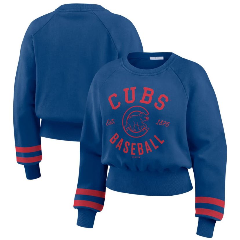 MLB Chicago Cubs Vintage Washed Cropped Pullover Sweatshirt