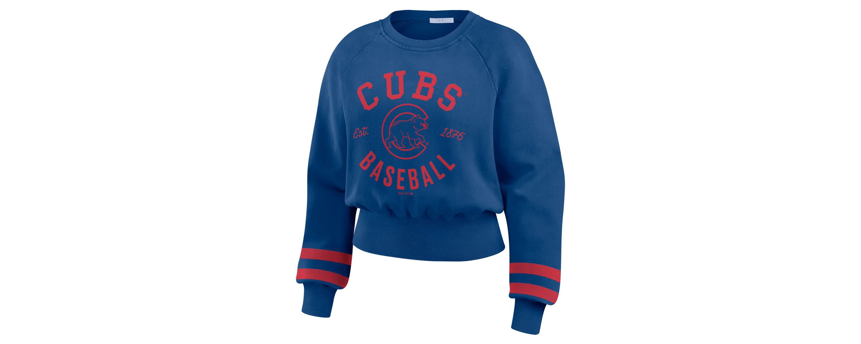 MLB Chicago Cubs Vintage Washed Cropped Pullover Sweatshirt