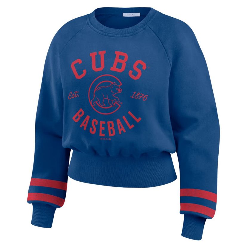 MLB Chicago Cubs Vintage Washed Cropped Pullover Sweatshirt