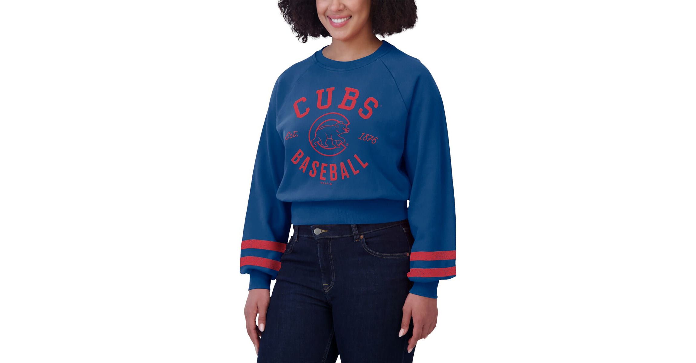 MLB Chicago Cubs Vintage Washed Cropped Pullover Sweatshirt
