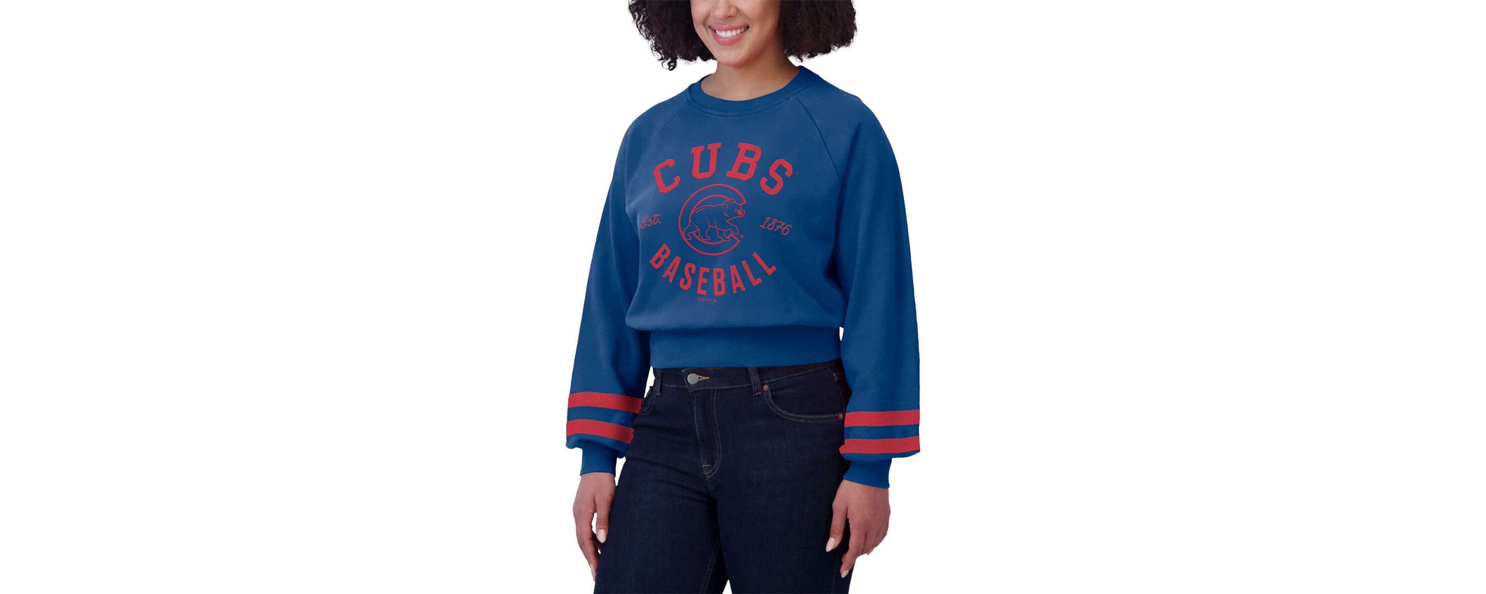 MLB Chicago Cubs Vintage Washed Cropped Pullover Sweatshirt