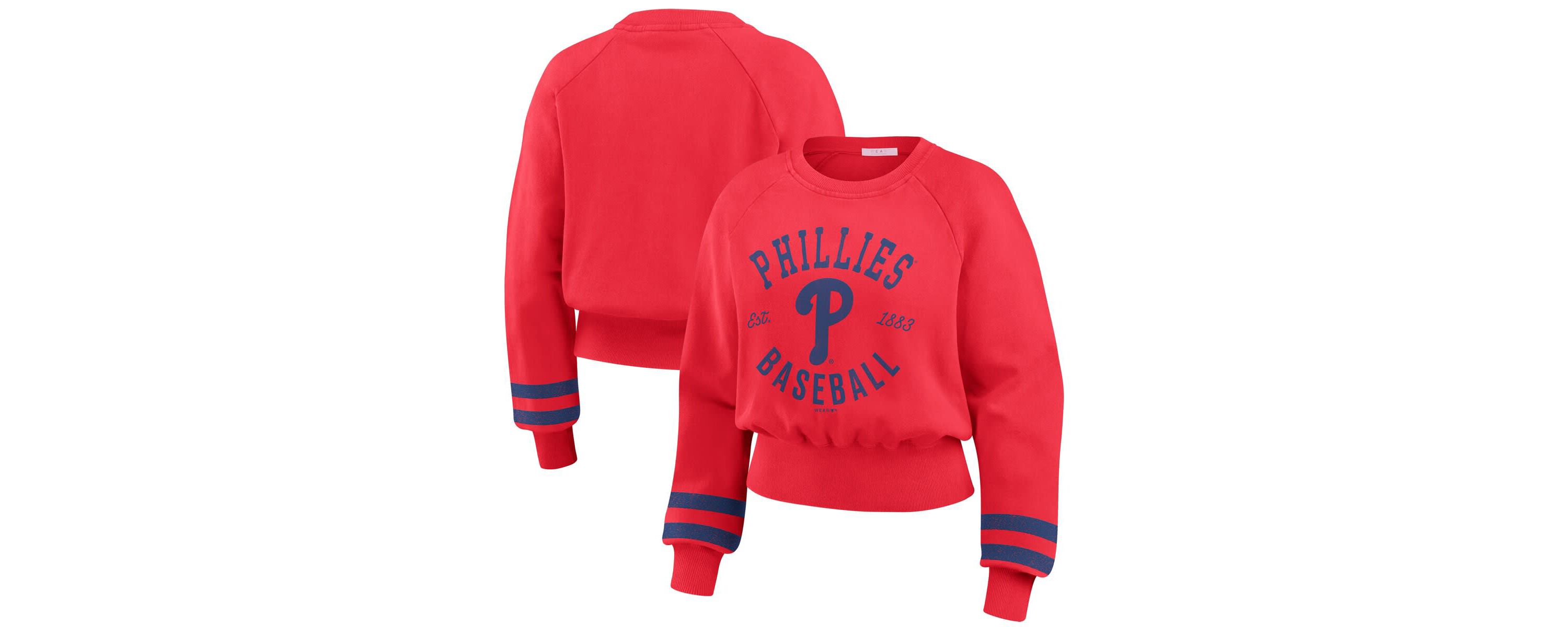 MLB Philadelphia Phillies Vintage Washed Cropped Pullover Sweatshirt