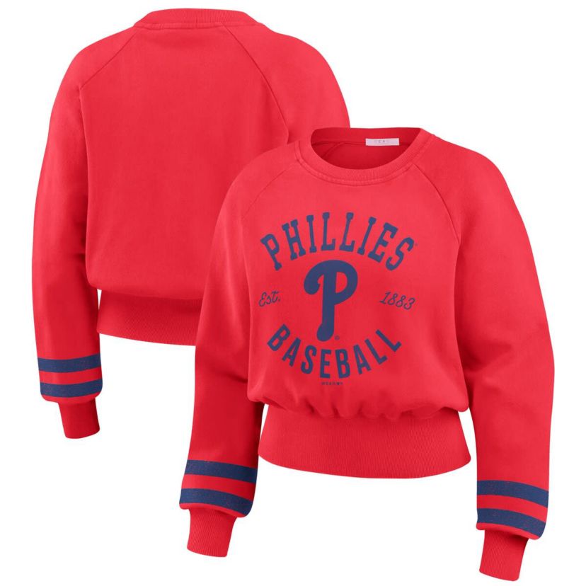 MLB Philadelphia Phillies Vintage Washed Cropped Pullover Sweatshirt