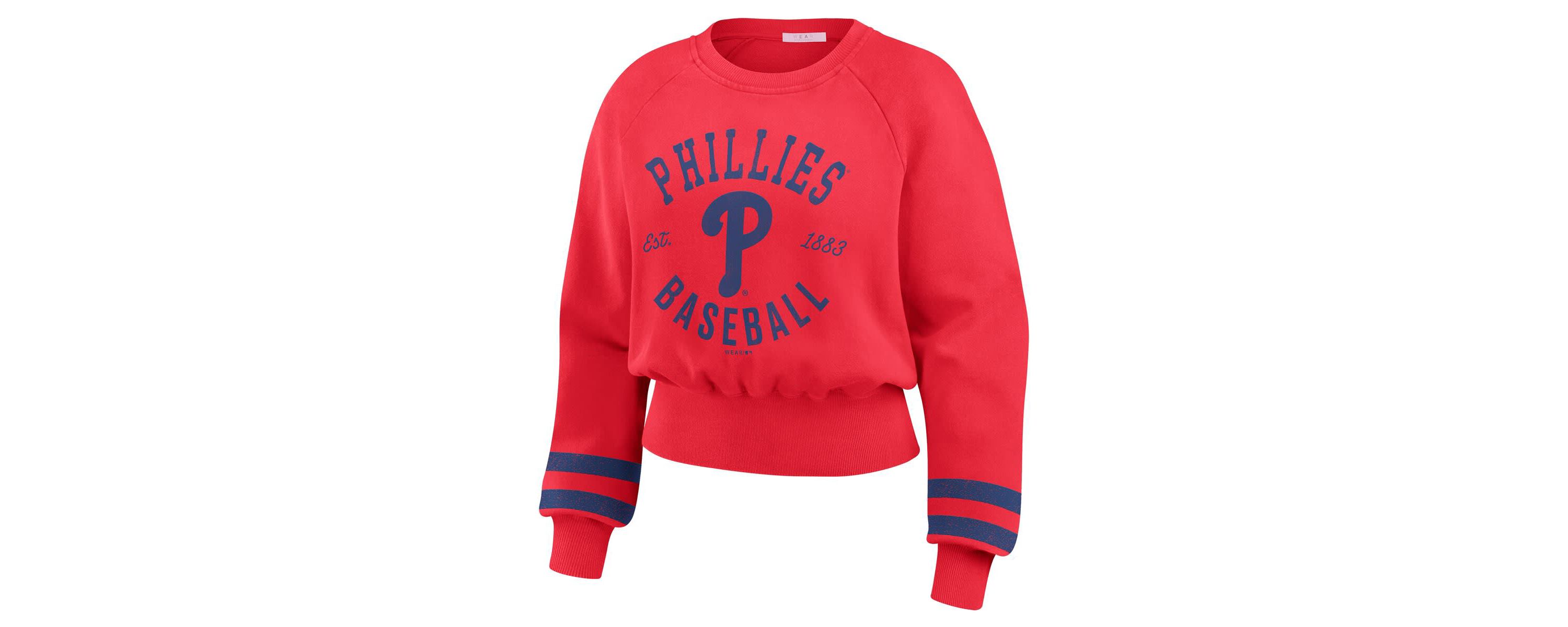 MLB Philadelphia Phillies Vintage Washed Cropped Pullover Sweatshirt