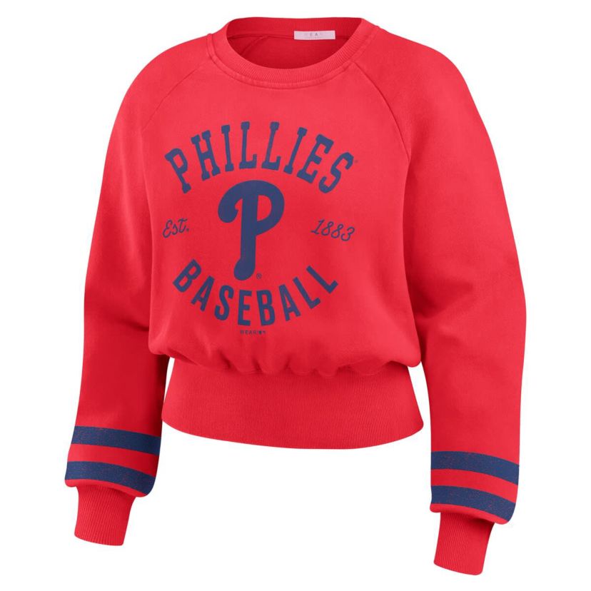 MLB Philadelphia Phillies Vintage Washed Cropped Pullover Sweatshirt