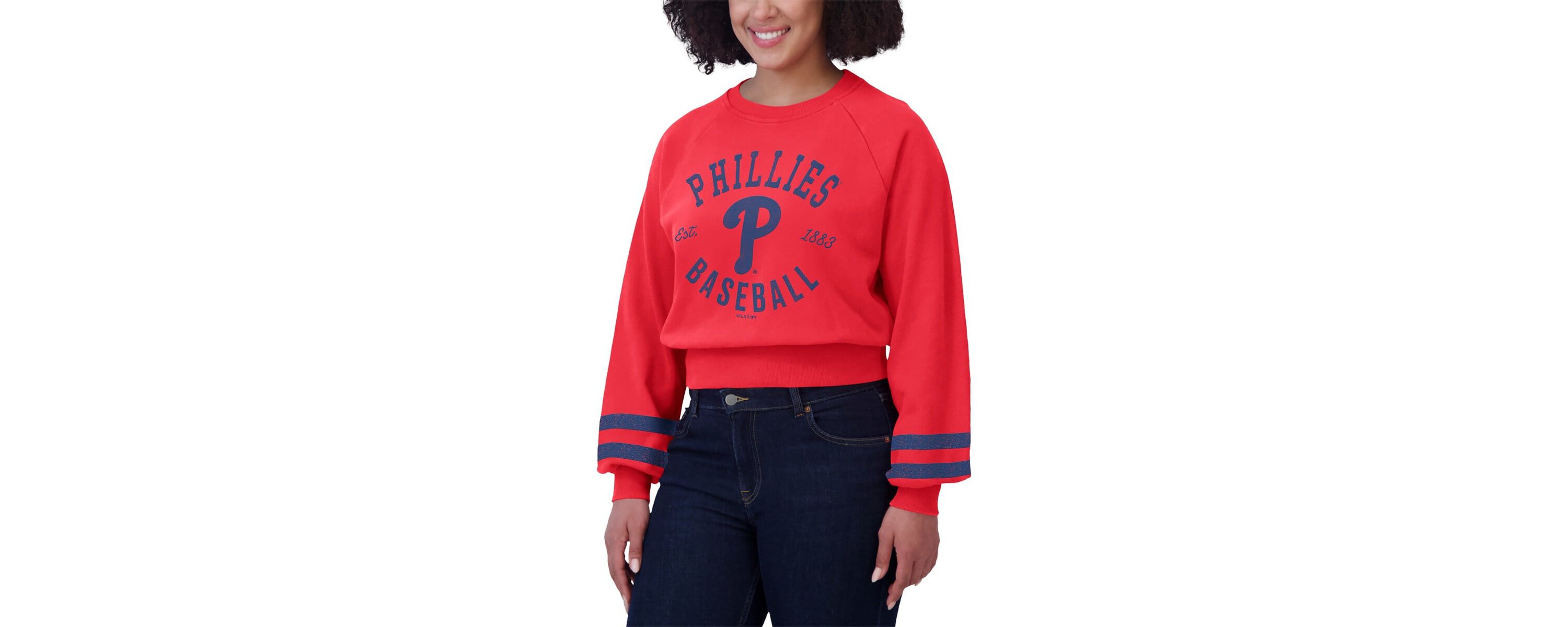 MLB Philadelphia Phillies Vintage Washed Cropped Pullover Sweatshirt