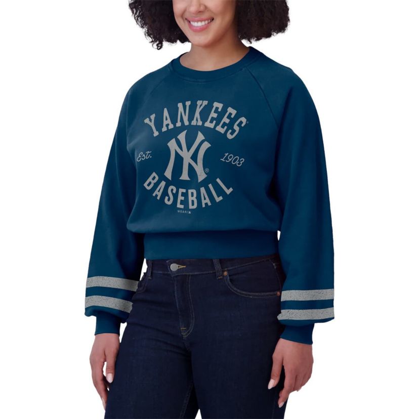 MLB New York Yankees Vintage Washed Cropped Pullover Sweatshirt
