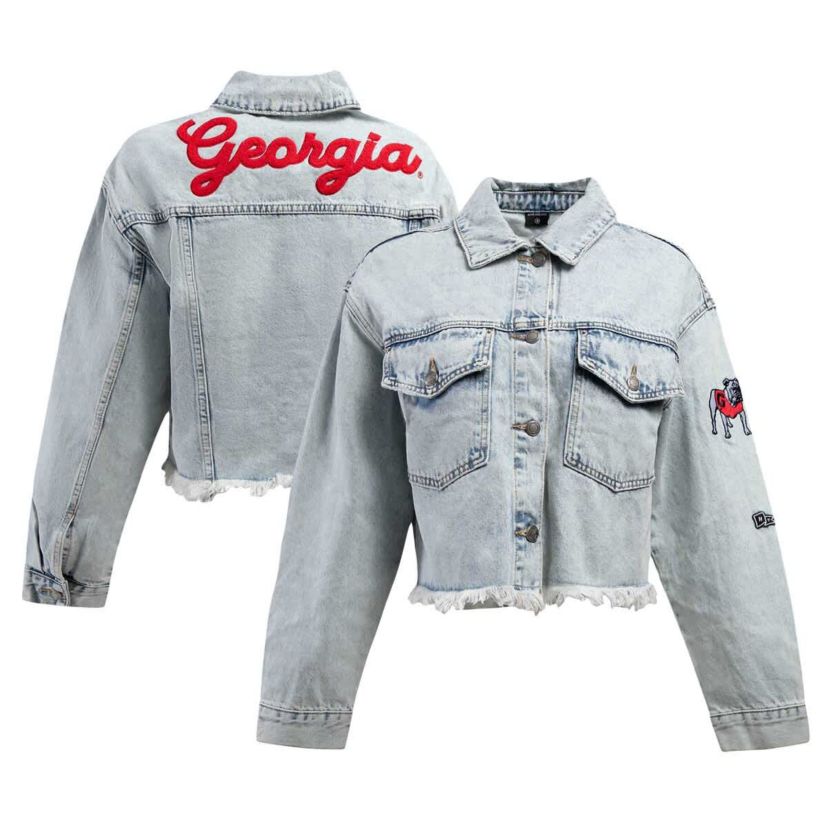 NCAA Georgia Bulldogs Lightwash Full-Button Jean Jacket