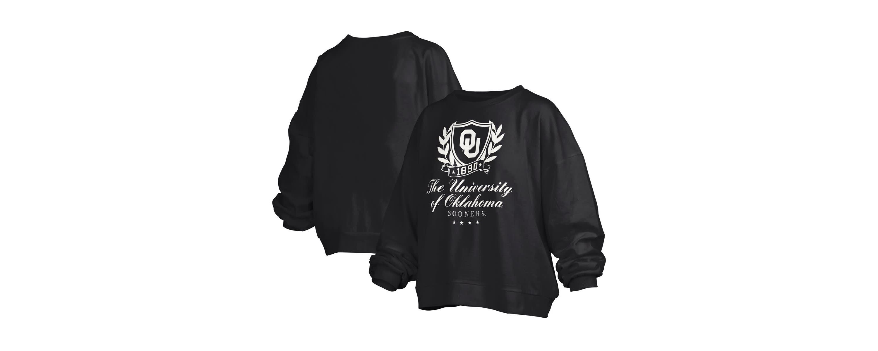NCAA Oklahoma Sooners Big Aug Script Janice Oversized Pullover Sweatshirt