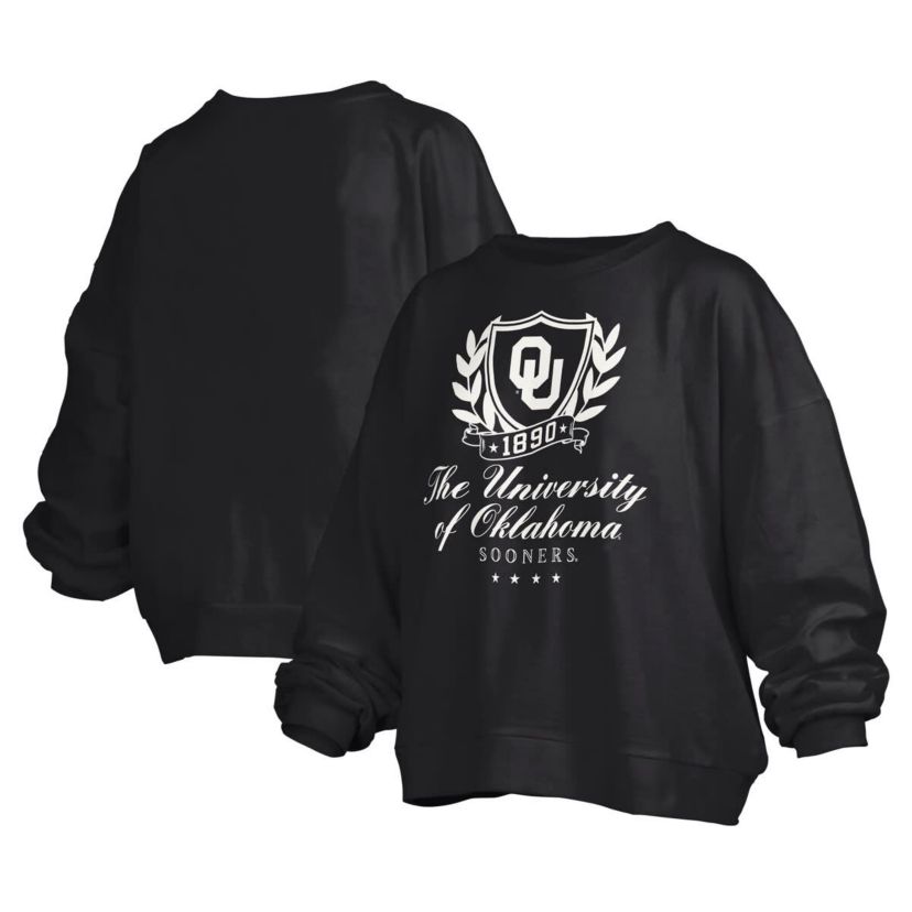 NCAA Oklahoma Sooners Big Aug Script Janice Oversized Pullover Sweatshirt