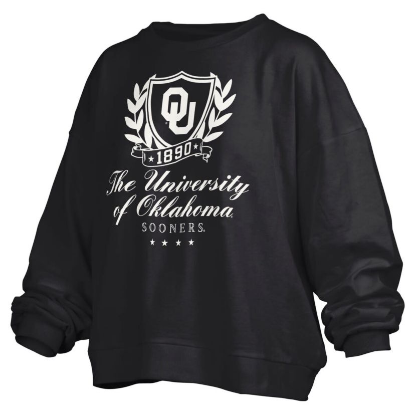 NCAA Oklahoma Sooners Big Aug Script Janice Oversized Pullover Sweatshirt