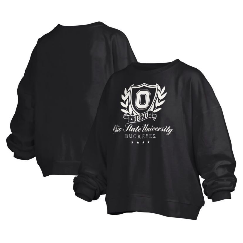 NCAA Ohio State Buckeyes Big Aug Script Janice Oversized Pullover Sweatshirt