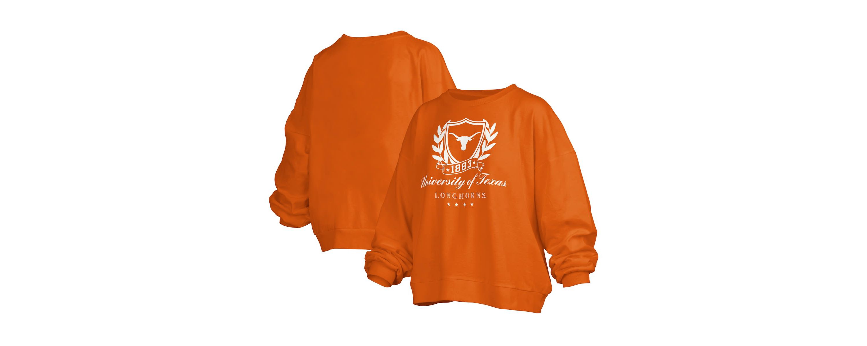 NCAA Texas Texas Longhorns Big Aug Script Janice Oversized Pullover Sweatshirt