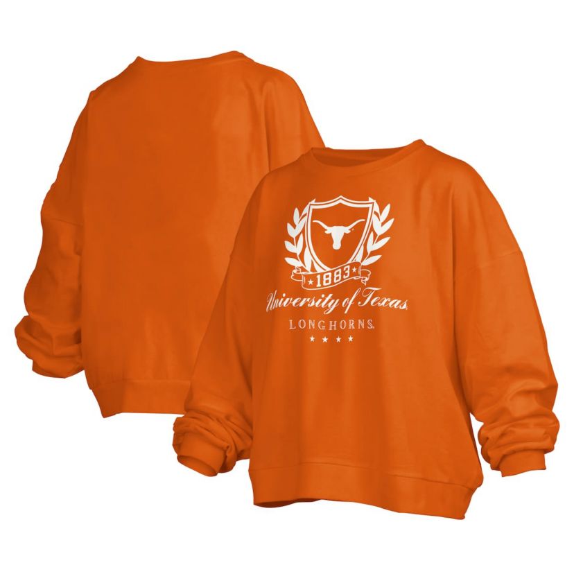 NCAA Texas Texas Longhorns Big Aug Script Janice Oversized Pullover Sweatshirt