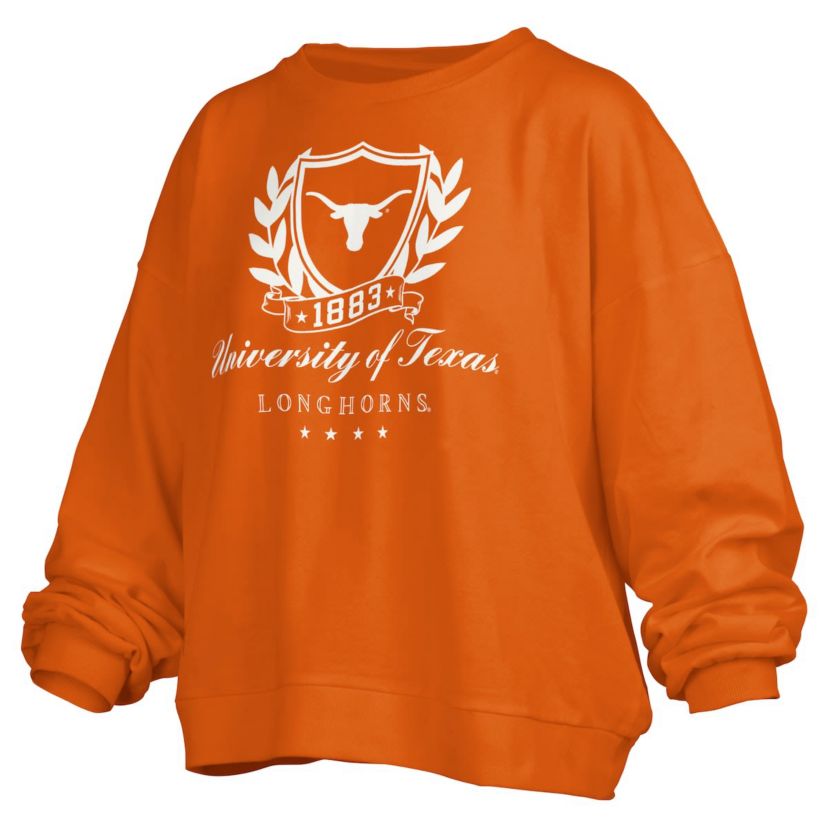 NCAA Texas Texas Longhorns Big Aug Script Janice Oversized Pullover Sweatshirt