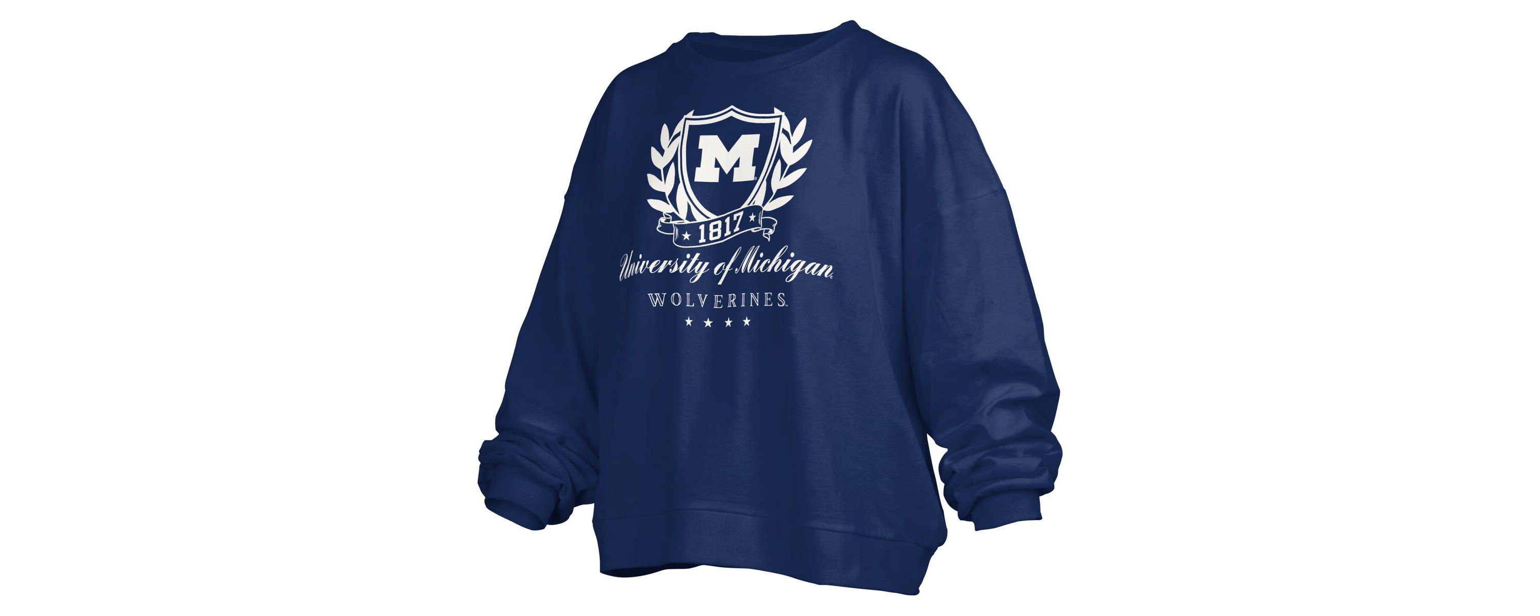 NCAA Michigan Wolverines Big Aug Script Janice Oversized Pullover Sweatshirt