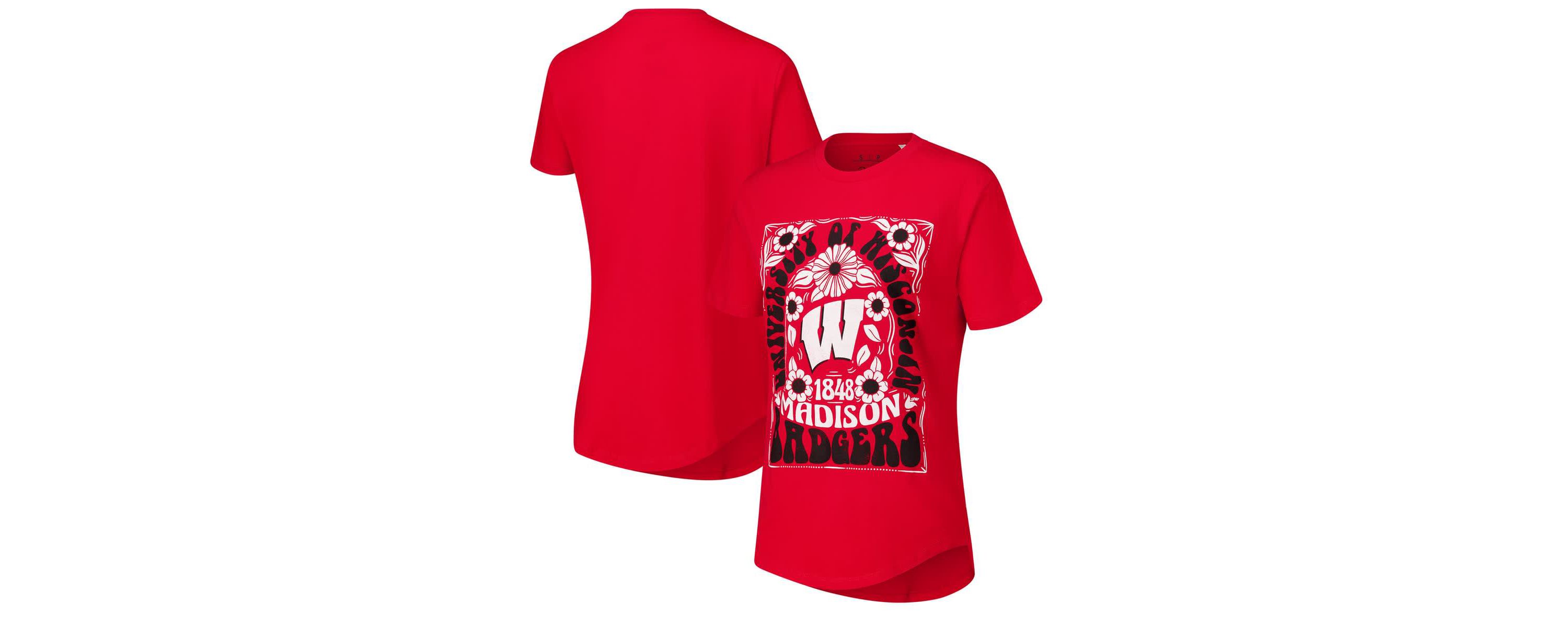 NCAA Wisconsin Badgers Irvine Floral Team Color T-Shirt